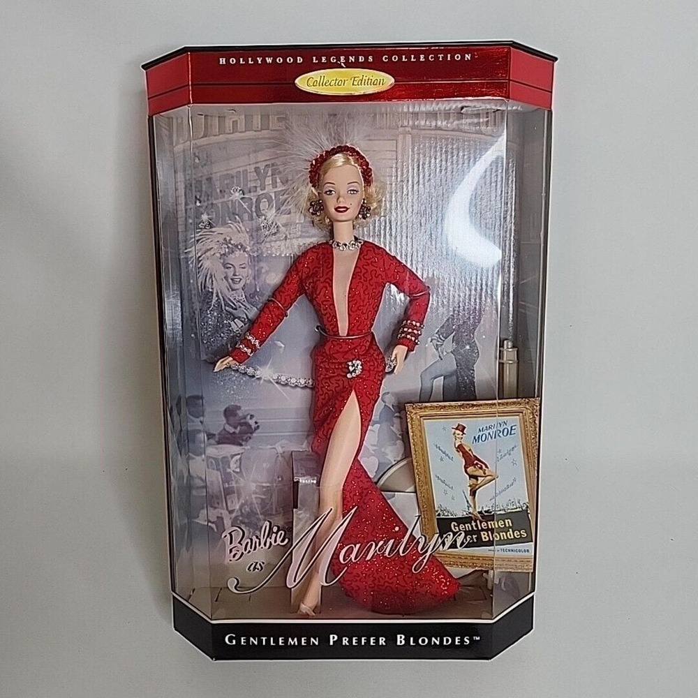 1997 Barbie Marilyn Monroe Gentlemen Prefer Blondes Red Dress 17452 Legends COA